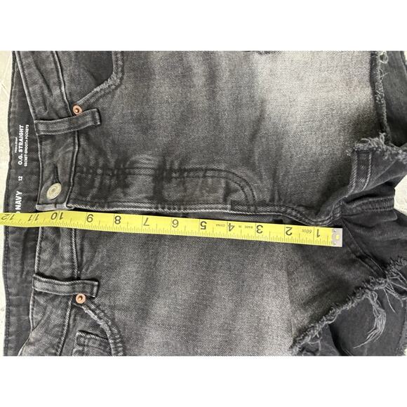 Old Navy Womens 12 Black Gray Button Fly Cutoff Shorts High Rise OG Straight - Picture 7 of 8